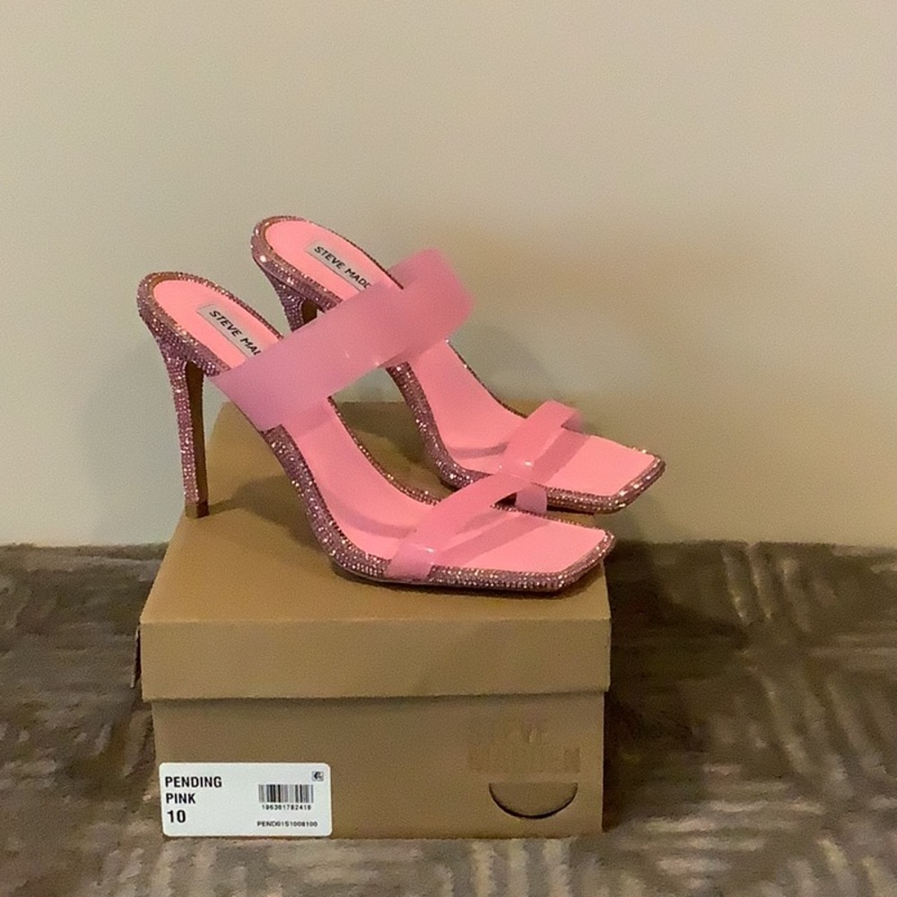 Steve Madden Vibrant Pink Sandals with Rhinestone Trim